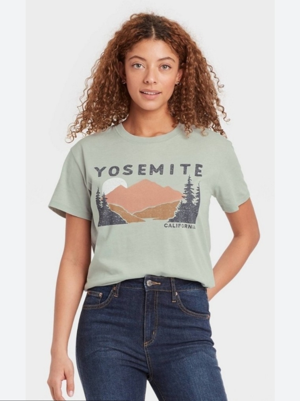 Zoe + Liv Sage Green Yosemite Graphic Tee Shirt T-shirt Top